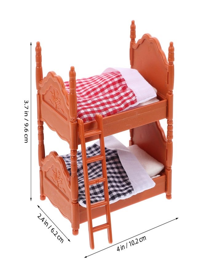 TOPPERFUN 2Pcs Dollhouse Bunk Bed, 4in Mini Calico Bed Furniture, Dollhouse Beds with Ladder, PVC Miniature Doll House Decorative Accessories for Mini Landscape DIY Kit - Image 2